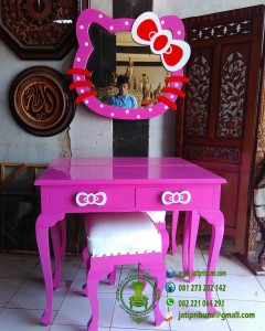 meja rias hello kitty pink kayu jati duco model terbaru harga murah